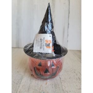 Vintage witch pumpkin tea light candle holder Halloween home decor figure